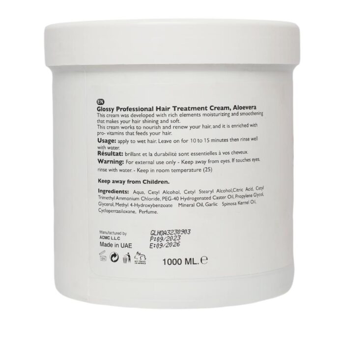 Glossy Professional Hair Treatment Cream with Aloe Vera - 1000ml - Image 2