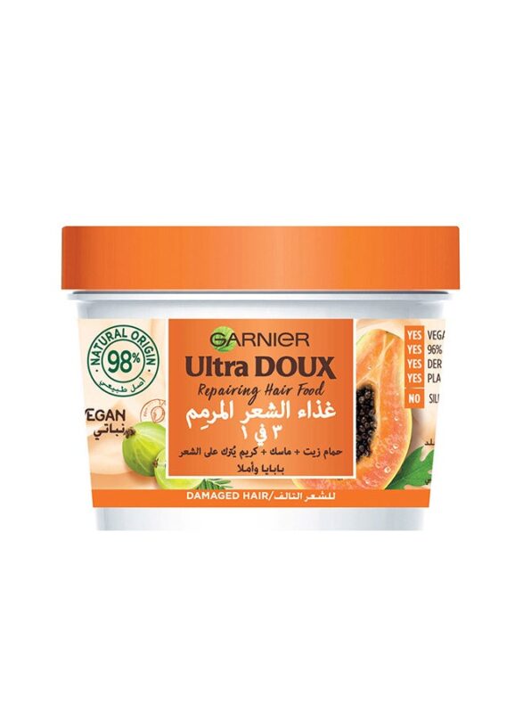 ultra doux repairing hair food leave in with papaya amla 390ml